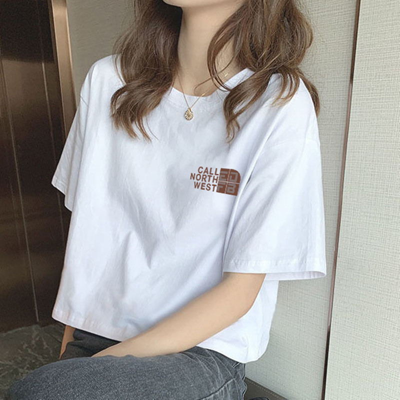 Summer Pure Cotton Short-Sleeved Top, Short Style, Revealing the Navel, Unique and Niche Design, Sweet and Spicy Style, Korean Version, Loose Fit