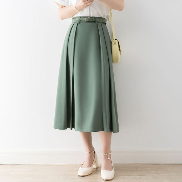 Mid-length A-line skirt women's summer 2022 new high-waisted thin all-match high-end pleated skirt small