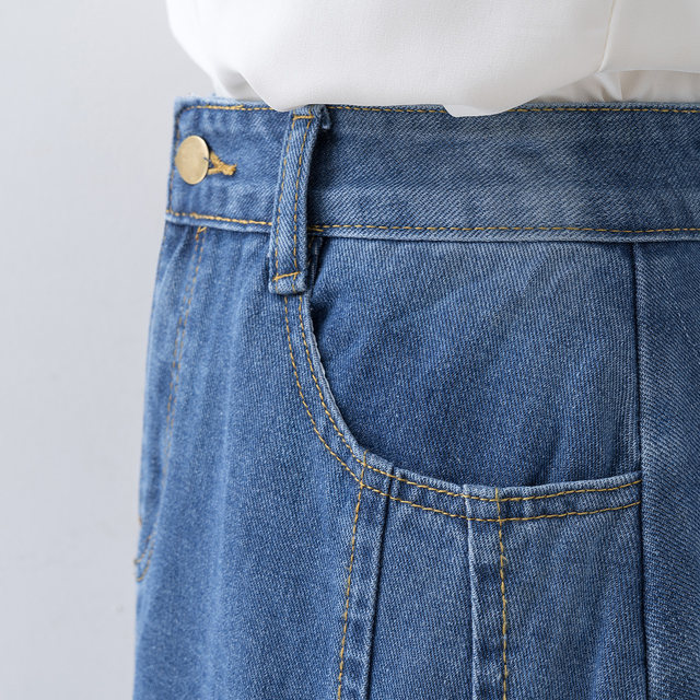 Umbrella skirt 2022 new high-waisted mid-length denim a-line skirt women's summer high-end skirt small