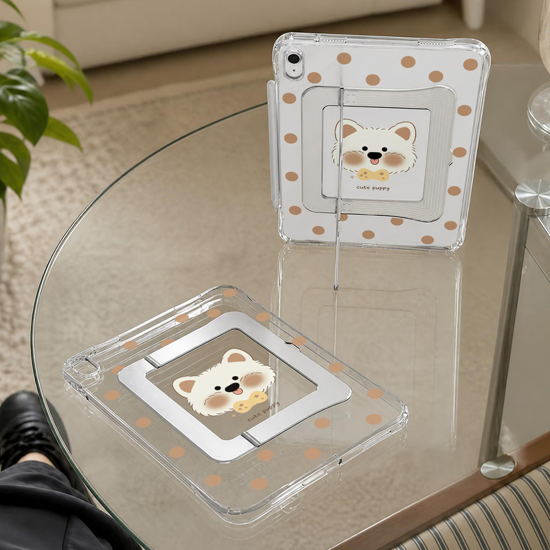 Sweet and Cute Puppy-Themed Protective Case for Apple iPad Air 7/6/5/4, Pro 11inch, Acrylic Stand Case, Air 8 Tablet 12Th Generation, Anti-Bending and Anti-Drop, Cute Mini 7 Case Without Pen Slot