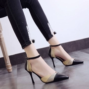 Giày cao gót nữ 2018 sandal xuân hè nữ mới gợi cảm khóa từ giày nữ mũi nhọn stiletto baotou sandal nữ