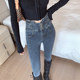 Skinny ultra-high waist jeans women's autumn style tight boots small man plus velvet thickened pencil slim feet in winter