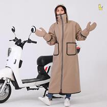 Windproof coat womens cycling autumn and winter mens motorcycles electric cars long thick wind-proof cotton-padded clothing lint