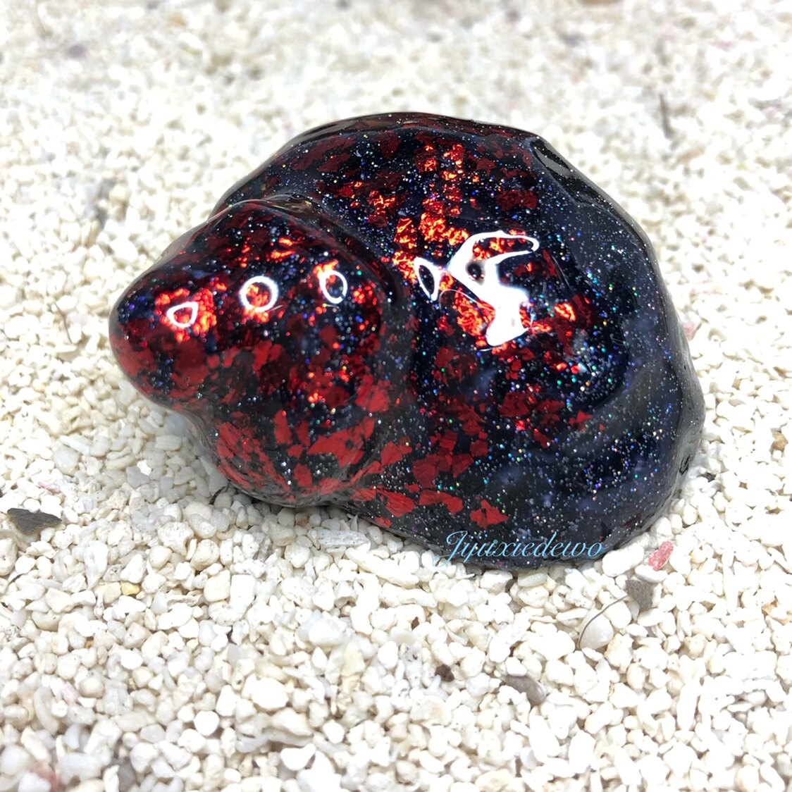 Resident Crab replacement shell manually customized bright black gold lava sea shell DIY decoration