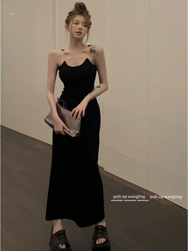 Черные невидимые приталенные бретели, корсет, топ с чашечками, платье, сексуальная длинная юбка, французский стиль