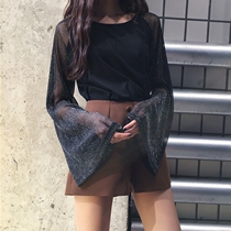 Net red trekking undershirt harbor wind 2021 Sexy fashion fumble sexy blouse with thin foreign air sunscreen