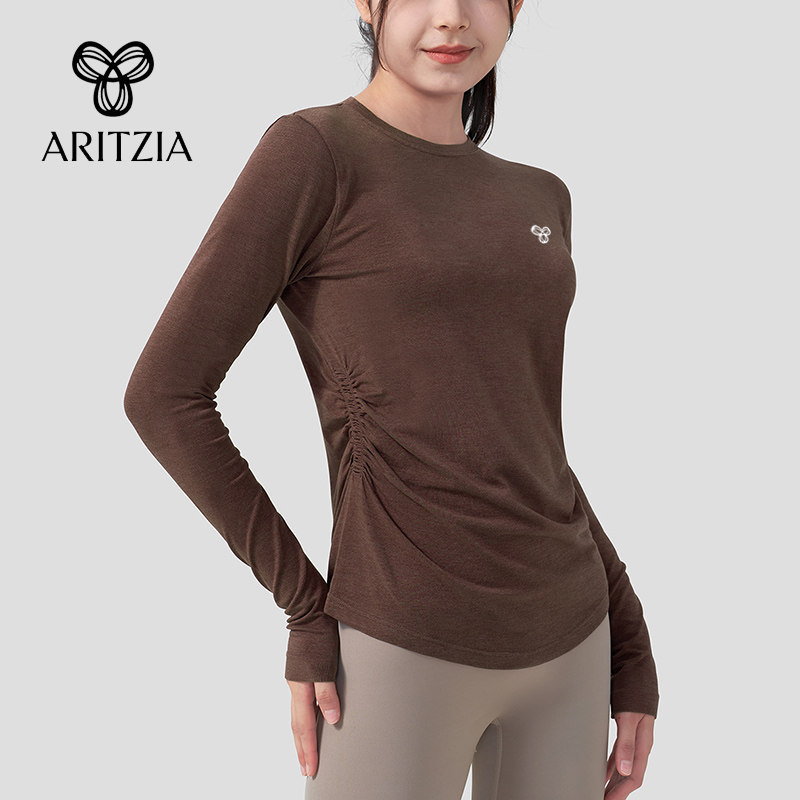 Canadian Aritzia Tna Merino Wool Long-Sleeved T-Shirt Slim Fit Breathable Casual Yoga Wear Quick-Drying Clothing for Women