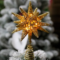 Christmas Tree Dome Light Home Encrypted Adornment Colorful Lights Pentagon Top Star Placement Props Accessories Small Night Light