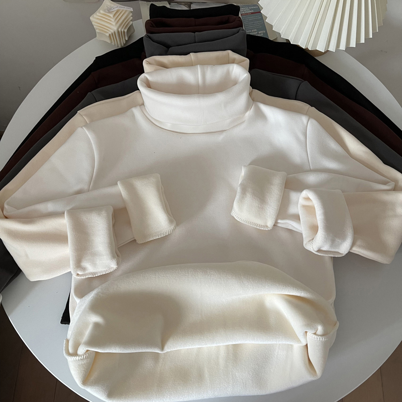 Autumn Women's Outerwear High-Neck White Base Shirt 2025 New Autumn and Winter German Velvet Slim-Fit Inner Top Long-Sleeve T-Shirt