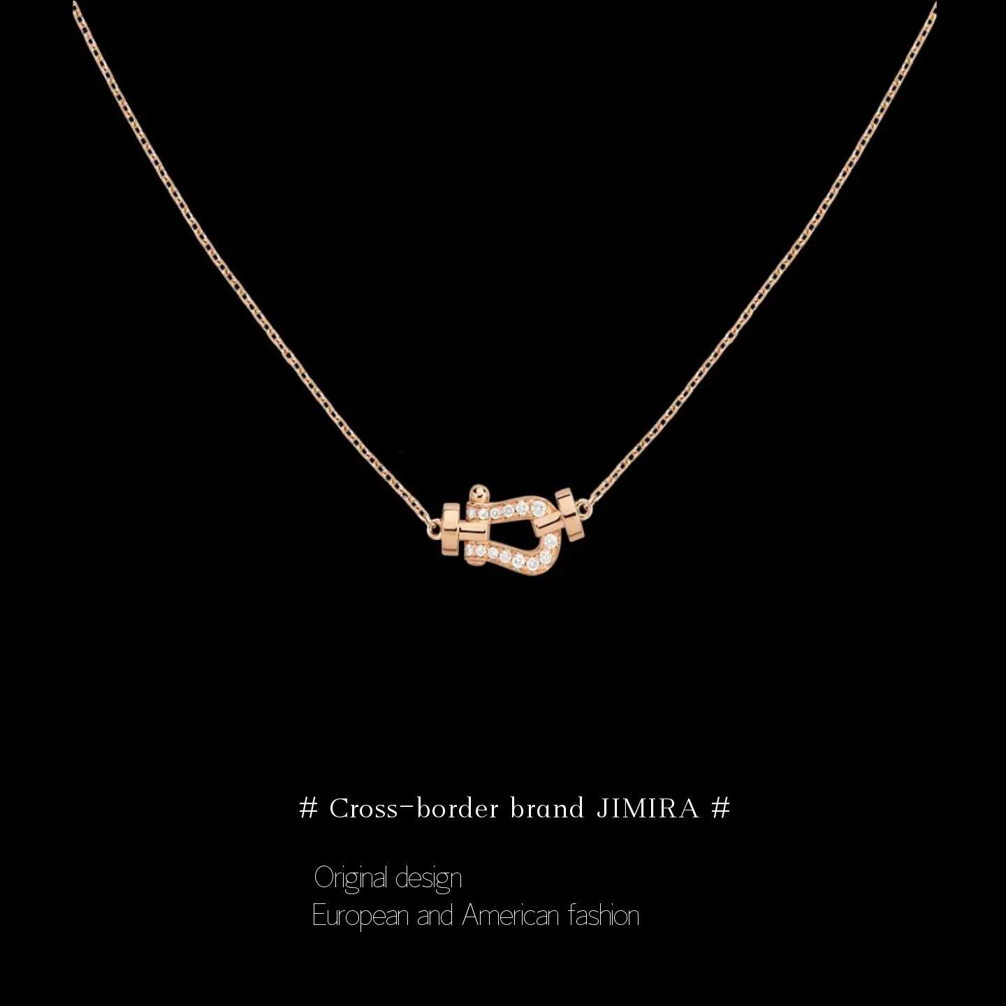 香港馬蹄バックルネックレスレディース18Kローズゴールド小さなダイヤモンド航海バックルネックレス鎖骨チェーン軽量高級ハイエンド