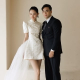 Оригинальное короткое ципао с бантиком для невесты, свадебное платье, вечернее платье, китайский стиль