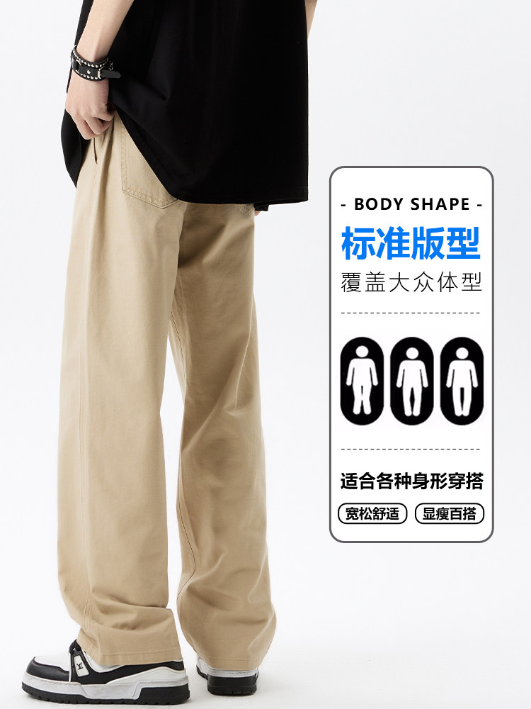Men's 100% Cotton Straight-Leg Cargo Pants - Breathable Khaki Trousers, Relaxed Fit Casual Pants for Spring & Summer - Image 3