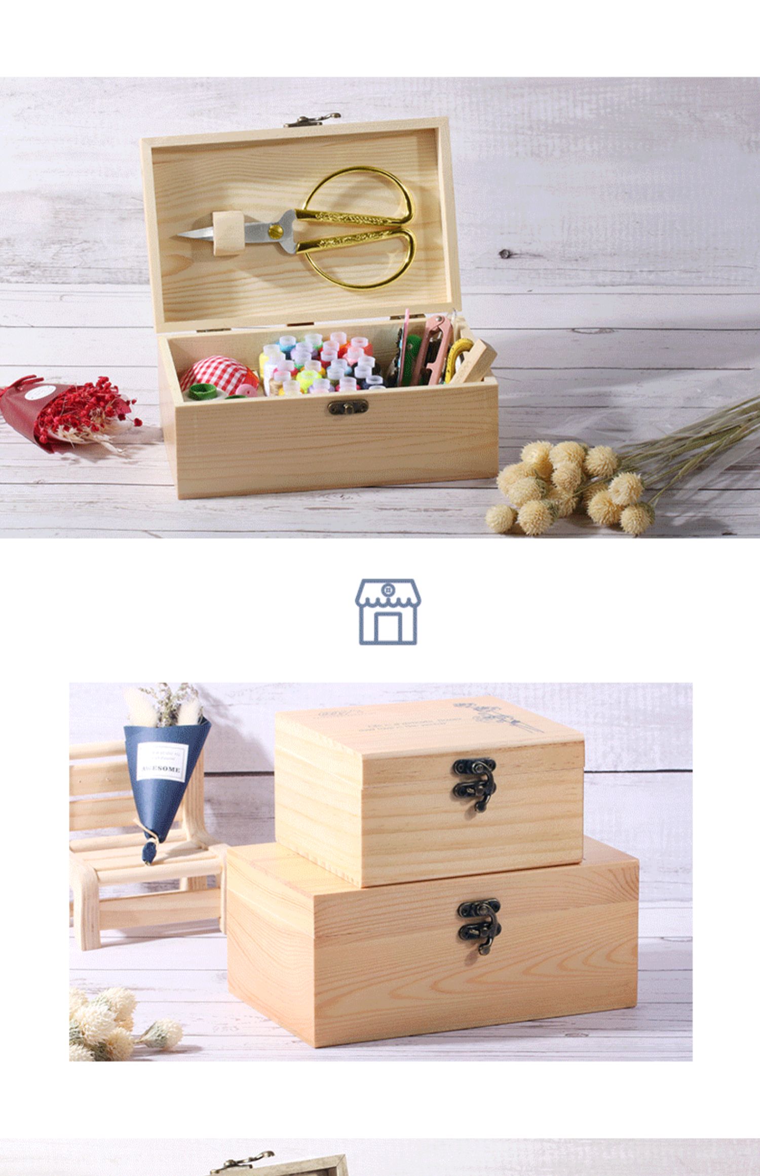 May hộp đặt may gia đình kit may kim khâu may hộp chéo công cụ khâu gỗ rắn hộp may - Công cụ & vật liệu may DIY kim máy vắt sổ