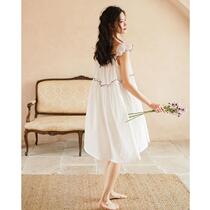 Very Fairy Sleepwear Lady Spring Summer Season Sweet Beauty Harnesses Pure Cotton Sleeping Dress Thin style Loose Princess Wind Home Clothes