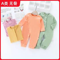 Baby one-piece clothes autumn winter diagonal overstretched belly suede cotton No bones newborn toddler baby sleepwear kha-clad baby clothes