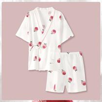 Sleepwear Womens Summer Day Ensemble and Kimono Honey Peach Sweet Pure Cotton Cloth Short Sleeve Shorts Student Home Suit Suit
