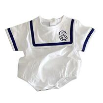 2021 summer style short sleeves Korean baby conjoined clothes male and female baby cute navy collar triangle bag farting khaclothes climbing suit