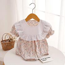 Newborn conjoined clothes Summer summer dress men and women Baby Triangle Climbing baby Pure cotton Harvest short sleeves Spring and autumn climbing