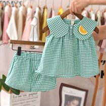 2021 Girls Suit Summer Dress Foreign Air Trendy Han Version Thin Tide Summer 2 Womens Treasure Clothes Treasure baby Two sets 4