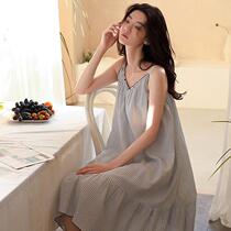 2021 new pyjamas 2021 Sleepwear Harness Sleeping Dress Woman Summer Pure Cotton Thin style Skirt Big Code Loose can be worn outside the home