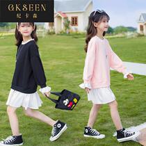 Girls dress spring 2022 new trendy trendy fried street sports and leisure spring childrens sweater dress