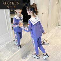 Girls autumn suit 2022 new foreign style childrens big childrens clothing spring and autumn girls sports two-piece suit