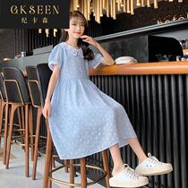 Girls dress 2022 new childrens summer childrens clothing foreign style big childrens thin chiffon skirt