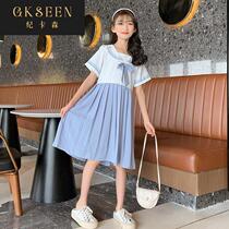 Girls dress summer thin section 2022 new childrens Korean version of foreign style middle school style skirt for children
