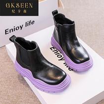 Girls Short Boots 2022 New Fall and Winter Children Boots Female Soft Soft Soft Soft - Leather Little Girl Male xf0308