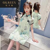Western style Chinese style girls summer cheongsam dress 2022 summer childrens girl Hanfu skirt