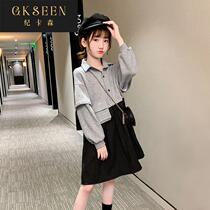 Girls long-sleeved dress 2022 new Korean version of the big childrens spring and autumn dress foreign style childrens princess dress