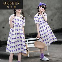 Girls dress summer thin section pure cotton small fresh childrens skirt for big children 2022 new style