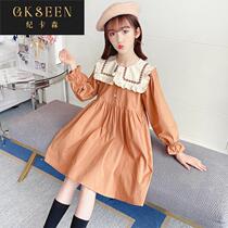 Girls Spring and Autumn Dress 2022 New Doll Collar Cotton Dress Foreign Style Long Sleeve Princess