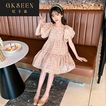 Girls dress summer dress 2022 new childrens foreign bubble sleeve princess dress big childrens summer dress