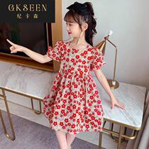 Girls Dress Thin Section 2022 New Korean Version Childrens Summer Dress Western Style Fashion Girl Floral Princess