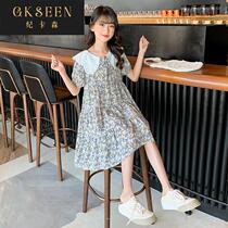 Girls dress summer dress childrens princess skirt foreign style 2022 new Korean version of big childrens dress girl summer