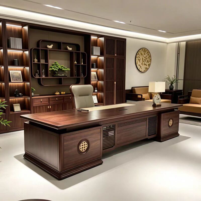 New Chinese-Style North American Walnut Solid Wood Executive Desk, Boss's Office Desk, Chinese-Style High-End Executive Desk
