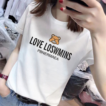 European station 2020 popular womens new foreign style small shirt European white T-shirt women loose summer cotton short sleeve tide