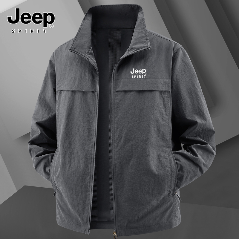Jeep Jeep Stand-Up Collar Jacket Men's Short Spring and Autumn Outdoor Sports Jacket Loose Large Size Men's Casual Jacket