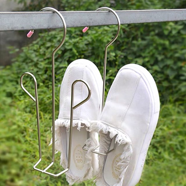 ສະແຕນເລດ multifunctional shoe drying artifact shoe drying rack balcony hook outdoor drying shoe rack shoe drying rack for home