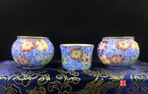 Red and blue subversion chin birdcage boutique hand-painted blue bottom ball flower gold bird food jar Food jar feeder bird bowl Bird food cup