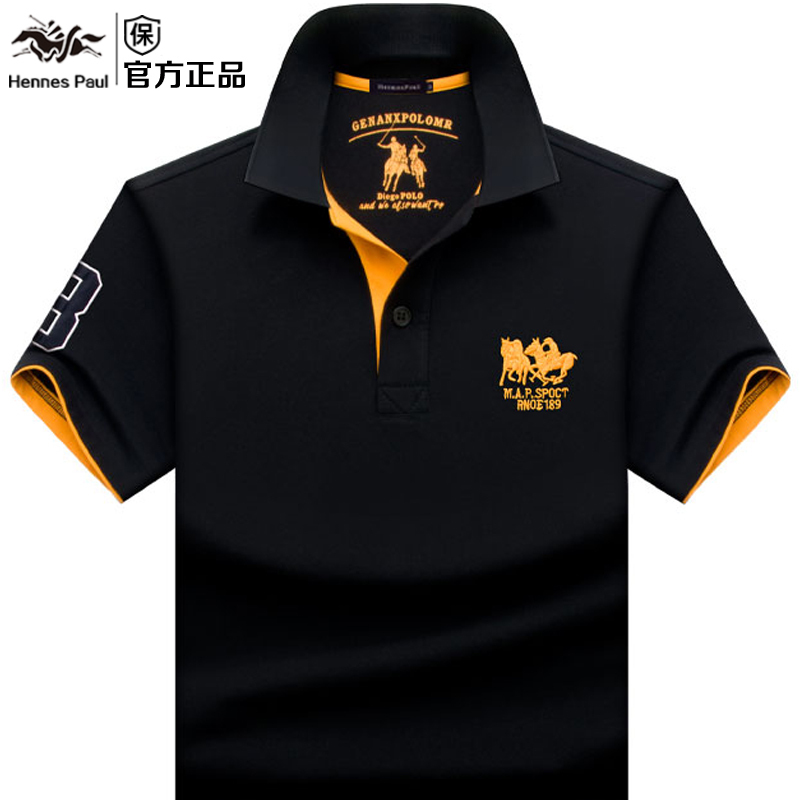 Authentic Paul Men's Short-Sleeve T-Shirt, Summer Pure Cotton Polo Shirt with a Turn-Down Collar, Loose Fit, Plus-Size Men's Clothing T-Shirt