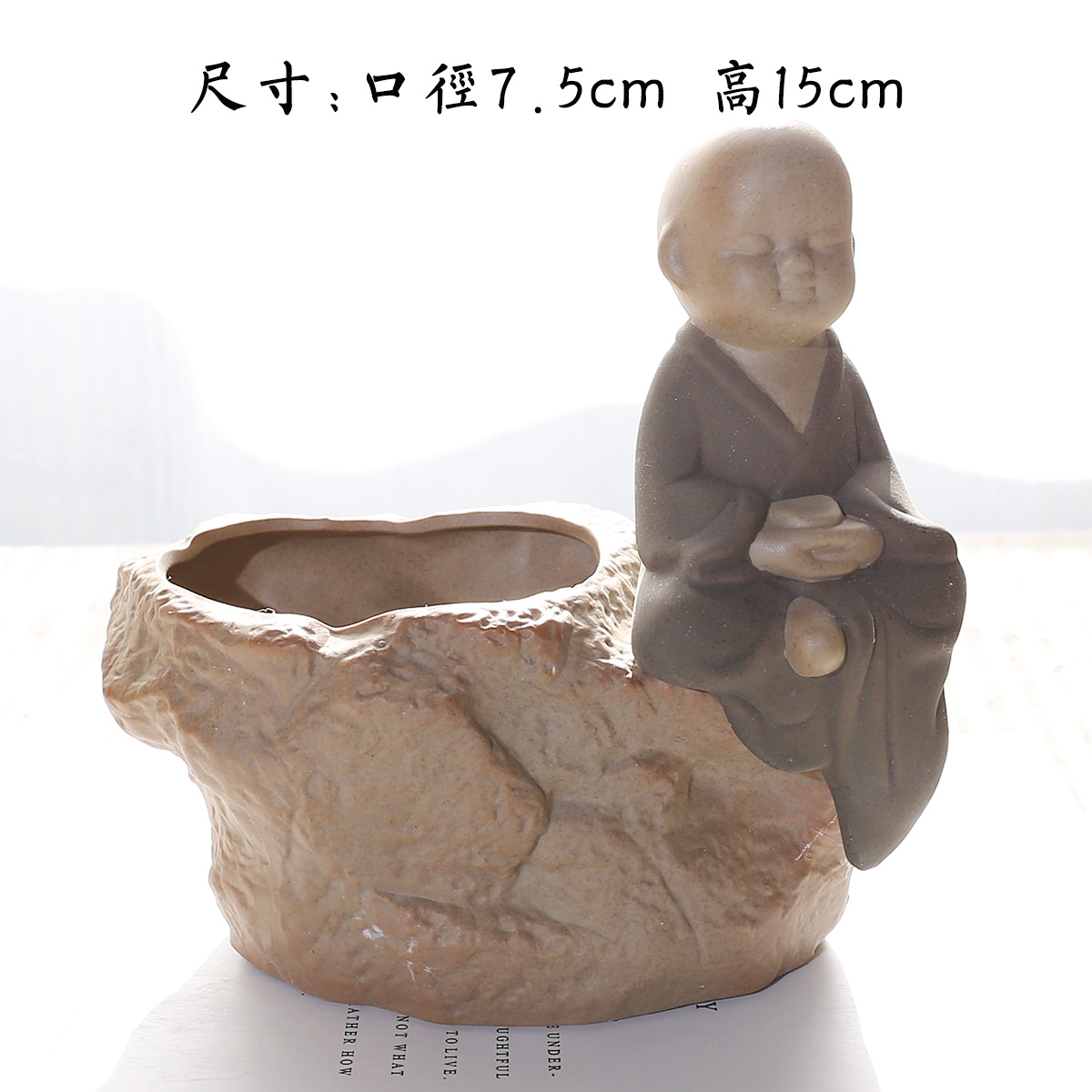 Nhà sư nhỏ nhiều thịt nồi gốm đá retro cổ điển Zen phong cách Trung Quốc gốm lớn cây xanh sáng tạo đồ trang trí bán buôn - Trang trí nội thất trang trí ngày tết