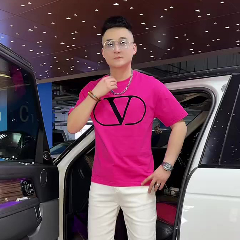 This Year's Trendy Dopamine-Colored Half-Sleeve Trendy Brand Geometric Print Dragon Fruit-Colored Short-Sleeve T-Shirt for Men This Year's Trendy Dopamine-Colored Half-Sleeve Trendy Brand Geometric Print Dragon Fruit-Colored Short-Sleeve T-Shirt for Men