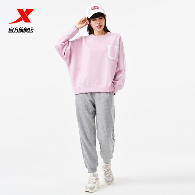 Xtep sweatshirt ແມ່ຍິງຕົວຫນັງສືຂະຫນາດໃຫຍ່ແບບສະບາຍໆ trendy round neck top loose sports pullover 978328920100