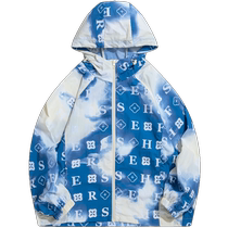 Xtep hooded jacket womens loose casual sports top full print jacket windproof windbreaker 978328140528