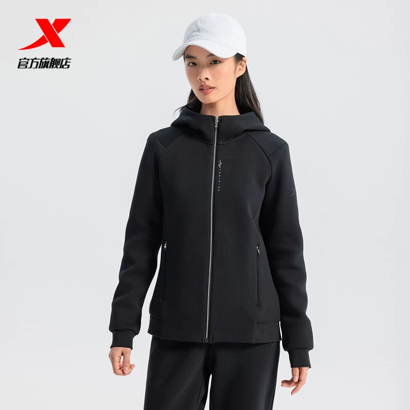 Кроссовер Xtep куртка, легкая спортивная вязаная платье для тренировок с капюшоном, тренд сезона