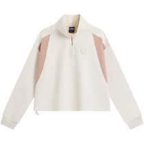 Xtep pullover sweatshirt for women 2024 autumn new half zipper contrast color trendy pullover 976328920035