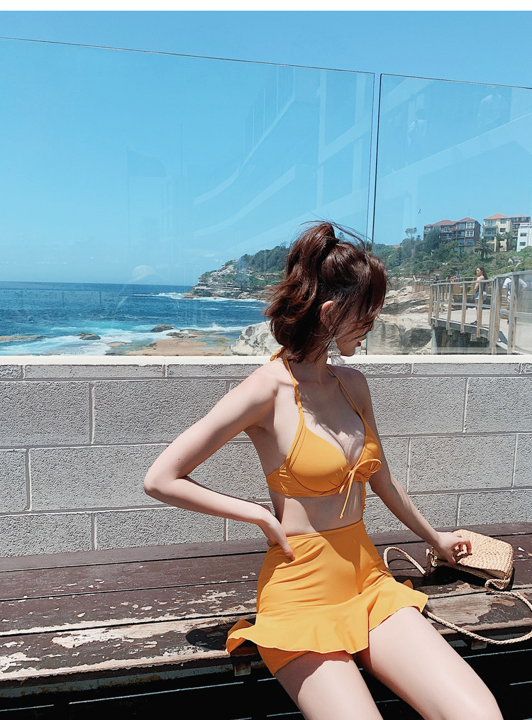 Áo tắm nữ 2019 mới chia ba mảnh áo cánh che bụng áo tắm mỏng bikini bikini tắm nước nóng mùa xuân - Bộ đồ bơi hai mảnh đồ bơi 2 mảnh dáng váy