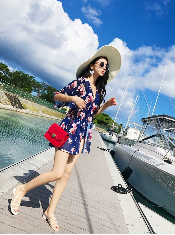 Áo tắm nữ Xiêm gầy, che bụng, ngực nhỏ bảo thủ, Meishan đi nghỉ gợi cảm với váy bơi Hàn Quốc - Bộ đồ bơi One Piece